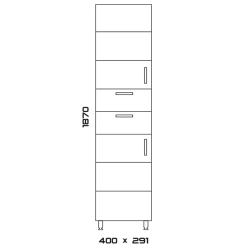 Шкаф-пенал Corozo Коралл 40, напольный с ящиками - схема