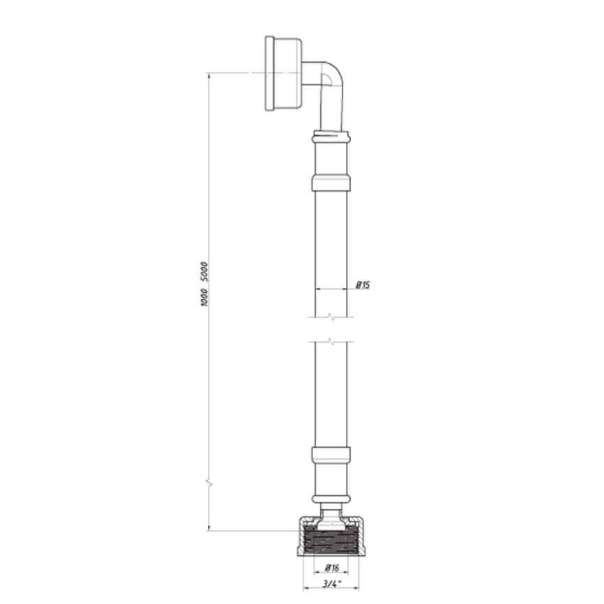 Заливной шланг для стиральных машин Orio ШЗ-150 3/4x3/4 - схема