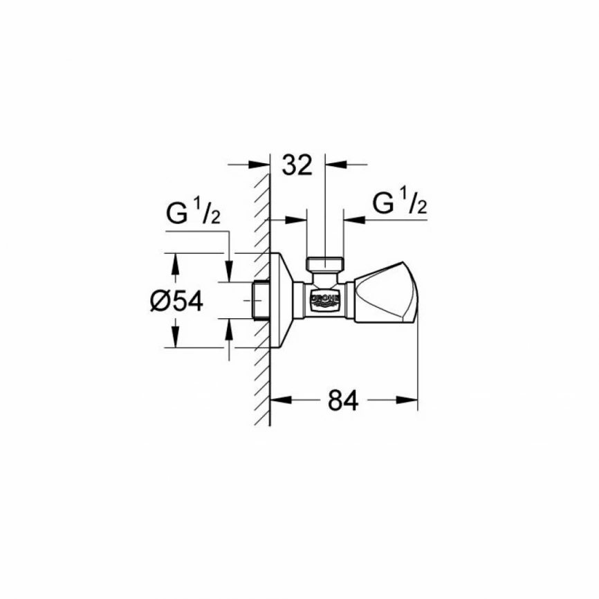 Вентиль угловой Grohe 22940000 1/2 x 1/2 для подключения смесителей - схема