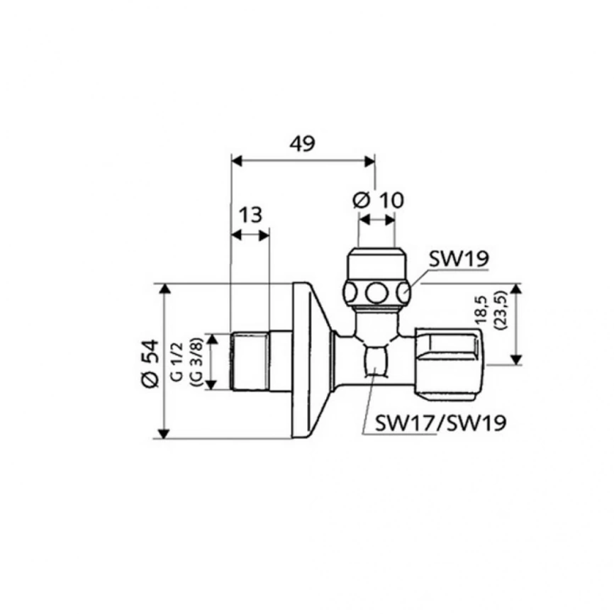 Вентиль угловой Schell Comfort 49070699 1/2 x 3/8 для подключения смесителей - схема