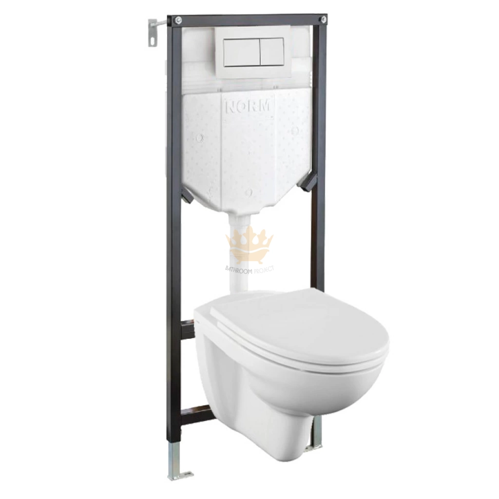 Инсталляция с подвесным унитазом Vitra Norm Fit L-box и кнопкой в Алматы