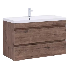 Тумба с раковиной подвесная Aquanet Нота New 100 дуб веллингтон табак