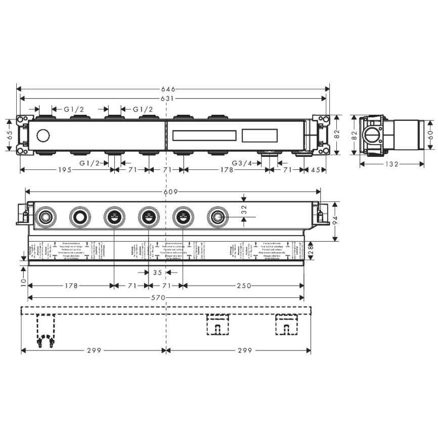 Скрытая часть для смесителя Hansgrohe RainSelect 15312180 - схема