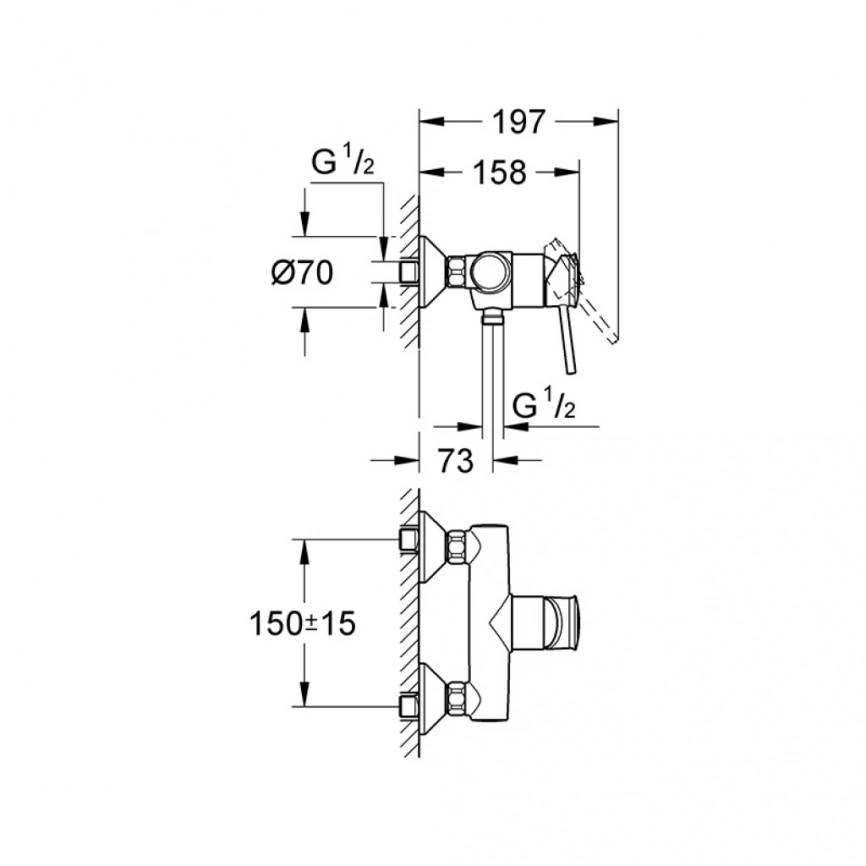 Смеситель для душа Grohe BauClassic 32867000 - схема