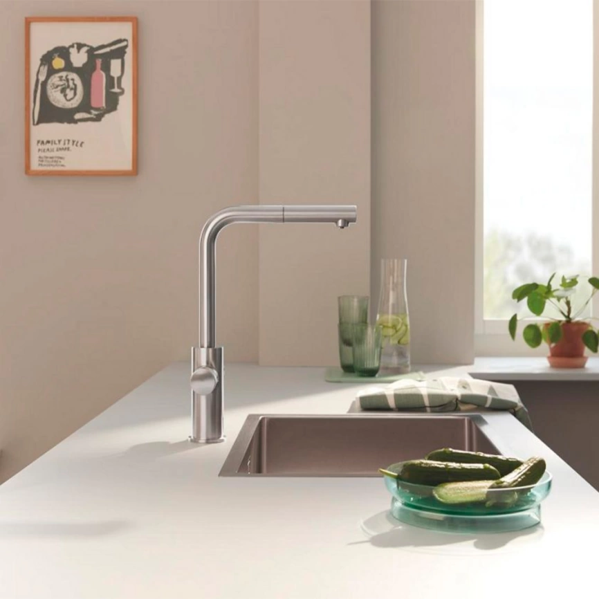 Смеситель для кухни Grohe Minta Blue Pure 30590DC0, суперсталь с вытяжным изливом - фото 2