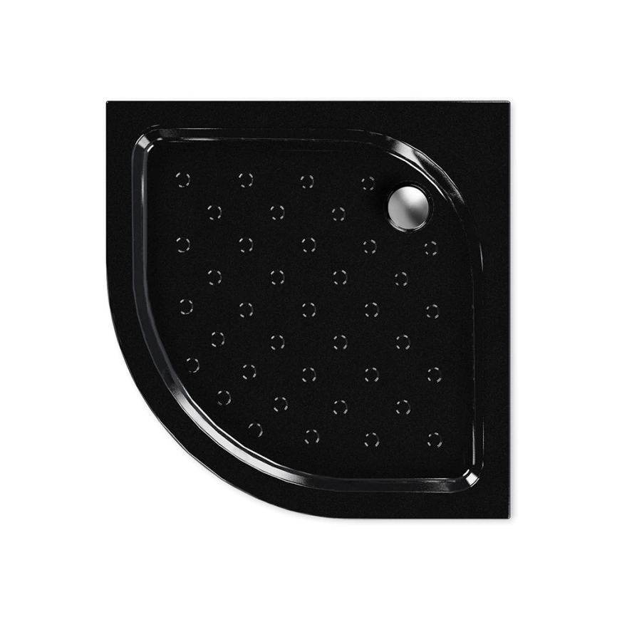 Душевой уголок 80x80 Метакам Classic Black N полукруглый с низким поддоном, прозрачное стекло - фото 4
