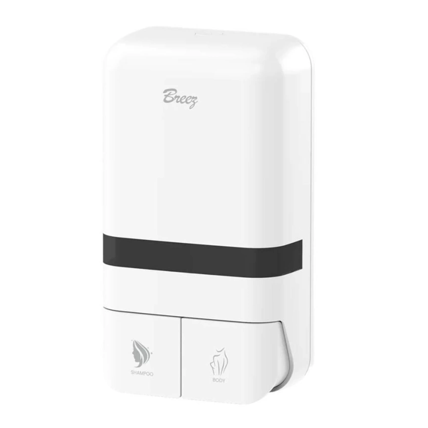 Диспенсер для жидкого мыла и шампуня Breez Elegance S-8186 двойной белый