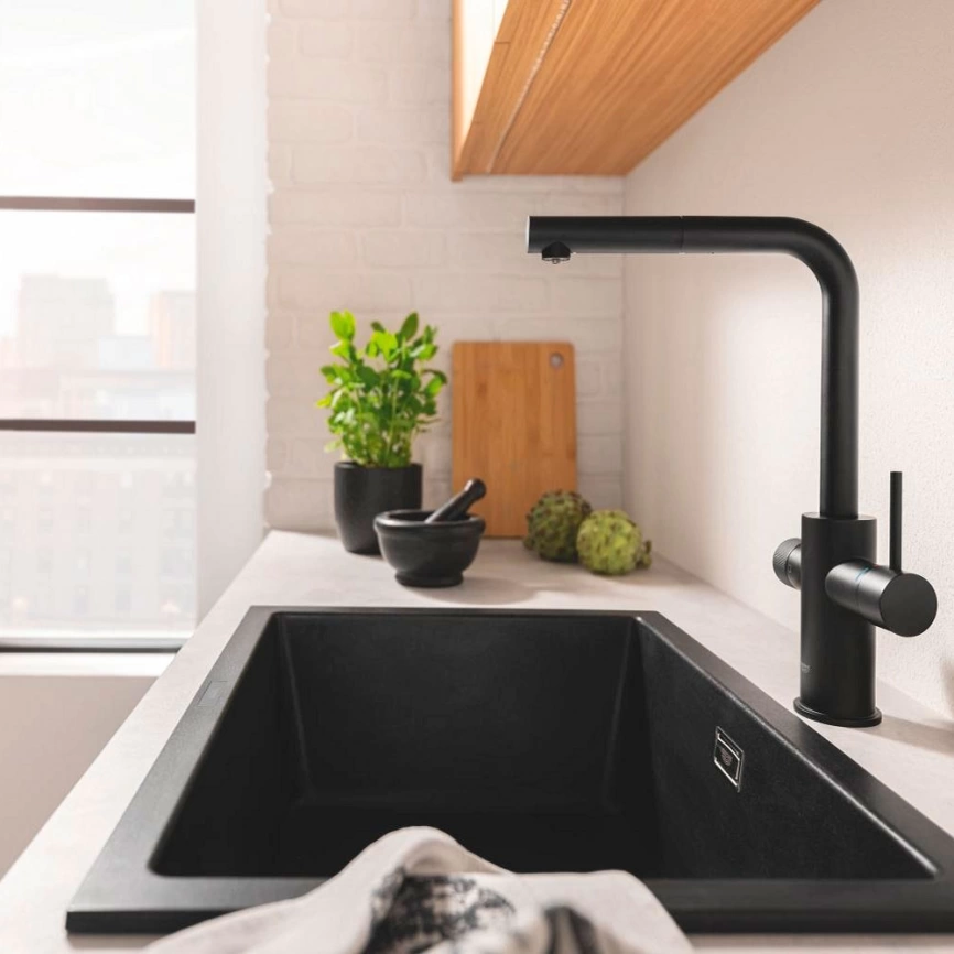 Смеситель для кухни Grohe Minta Blue Pure 30590KF0, черный с вытяжным изливом - фото 7