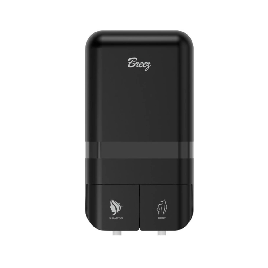 Диспенсер для жидкого мыла и шампуня Breez Elegance S-8186 двойной черный - фото 1