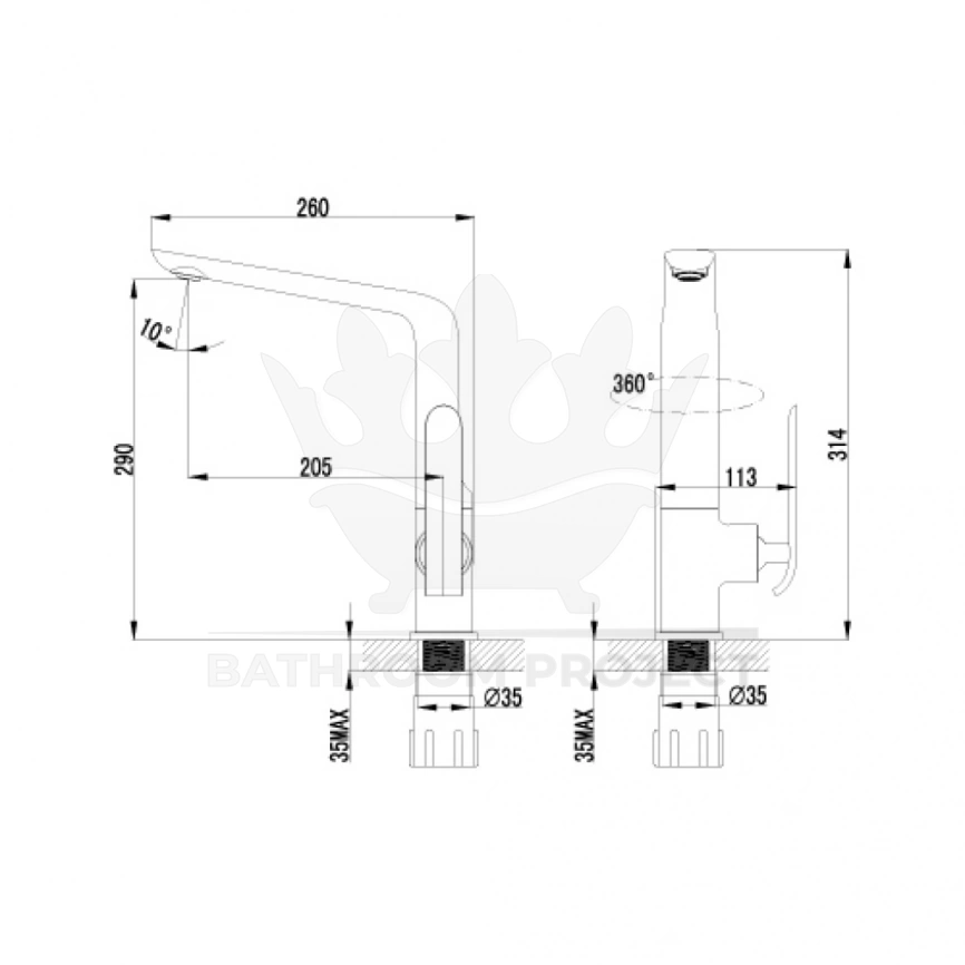 Смеситель для кухни Lemark Melange LM4905CW с поворотным изливом - схема