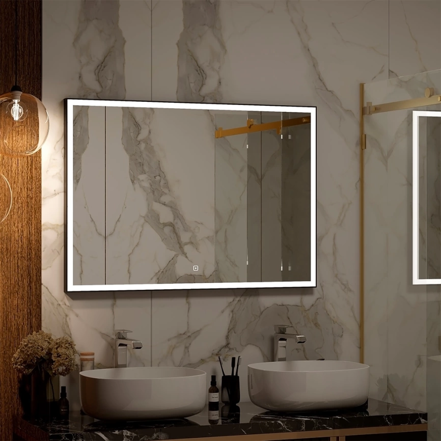 Зеркало навесное Continent Frame Black Led 1200x700 c подсветкой - фото 8