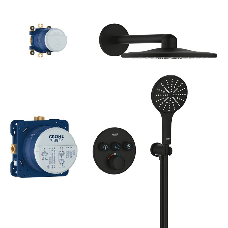 Душевой комплект Grohe Grohtherm SmartControl 34863KF0 черный с термостатом - фото 2