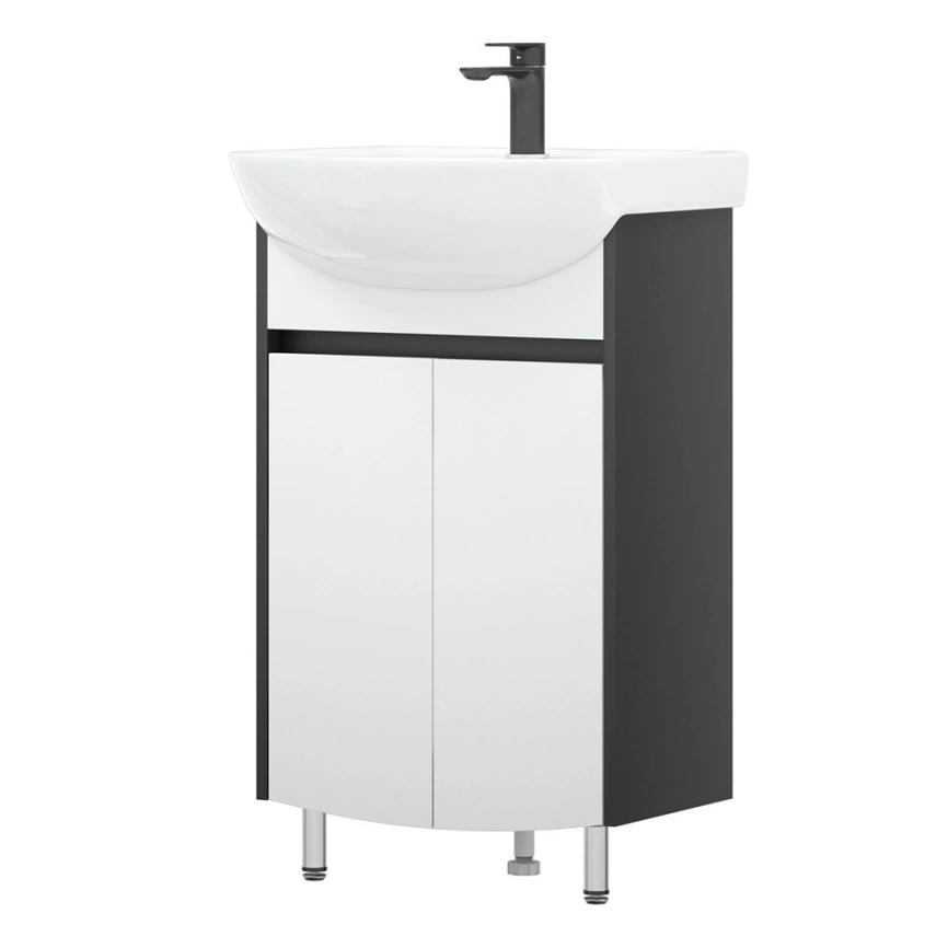 Тумба с раковиной напольная Cetus Элара 55 белая/черная - фото 2