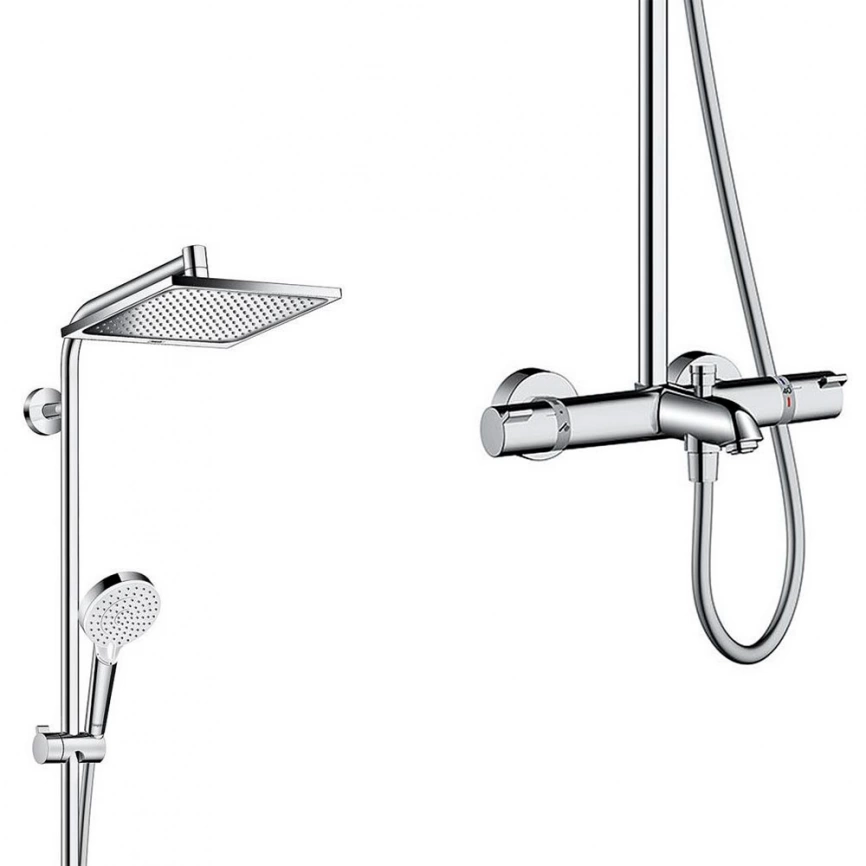 Душевая стойка Hansgrohe Crometta E 240 1jet Showerpipe 27298000 с термостатом - фото 1