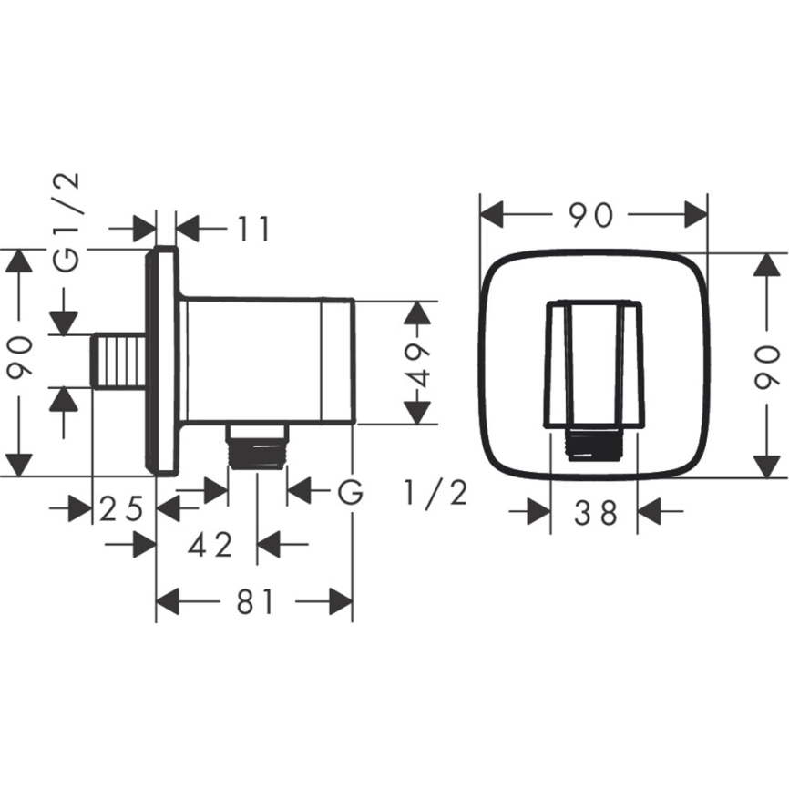 Шланговое подключение Hansgrohe FixFit Q 26887000 с держателем хром - схема