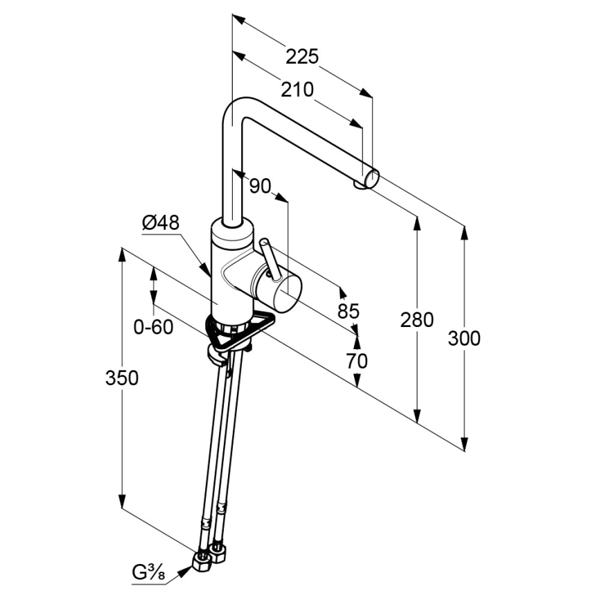 Смеситель для кухни Kludi L-Ine 428140577, хром - схема