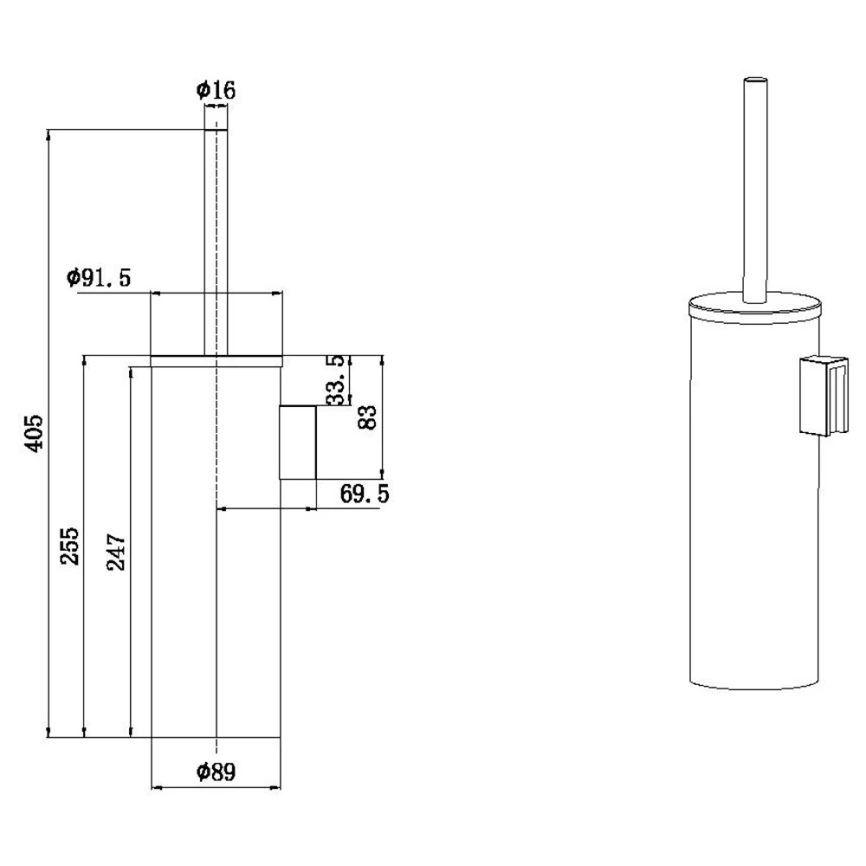 Ерш туалетный подвесной Allen Brau Priority 6.31A09-GB золото - схема