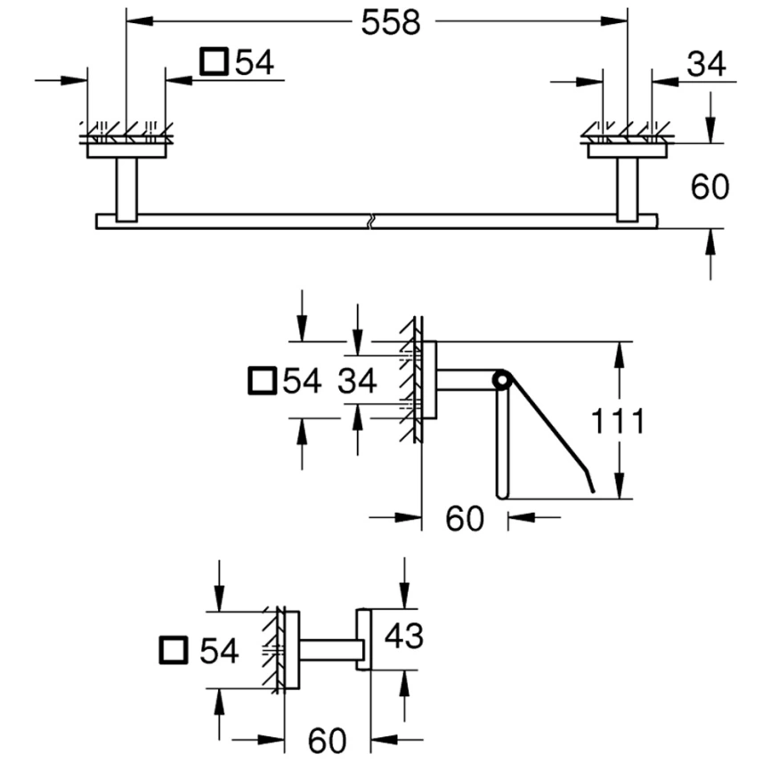 Набор аксессуаров Grohe Start Cube 41124DC0 для туалета - схема