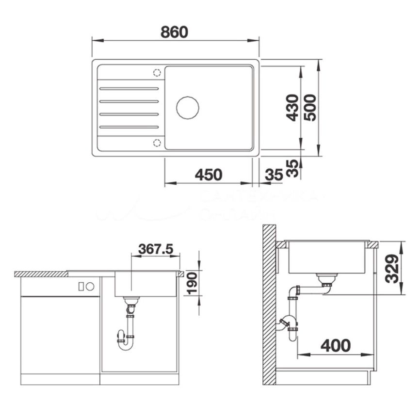 Мойка кухонная Blanco Legra XL 6 S 523331 кофе - схема
