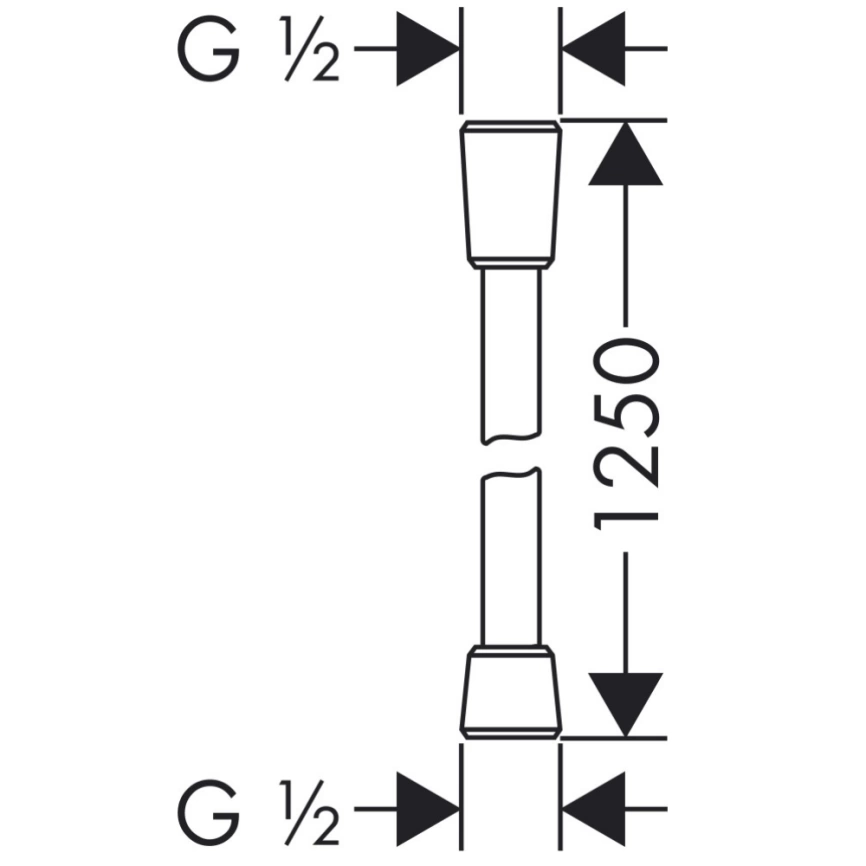 Шланг для душа Hansgrohe Isiflex 28272340, из ПВХ черный хром, длина 1,25 метра - схема