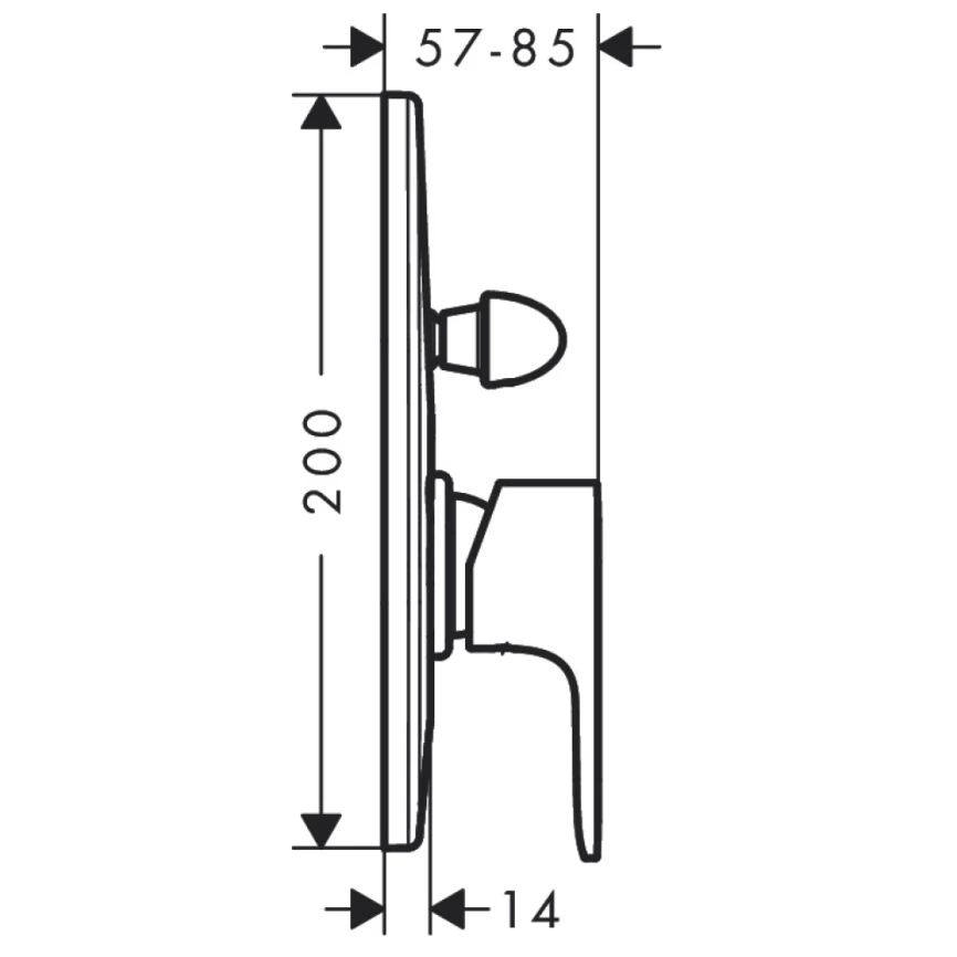 Смеситель для душа Hansgrohe Rebris S 72448670, черный - схема
