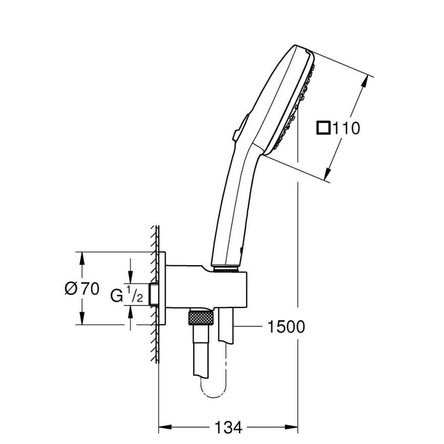 Душевой гарнитур Grohe Tempesta Cube 110 26406003 хром - схема