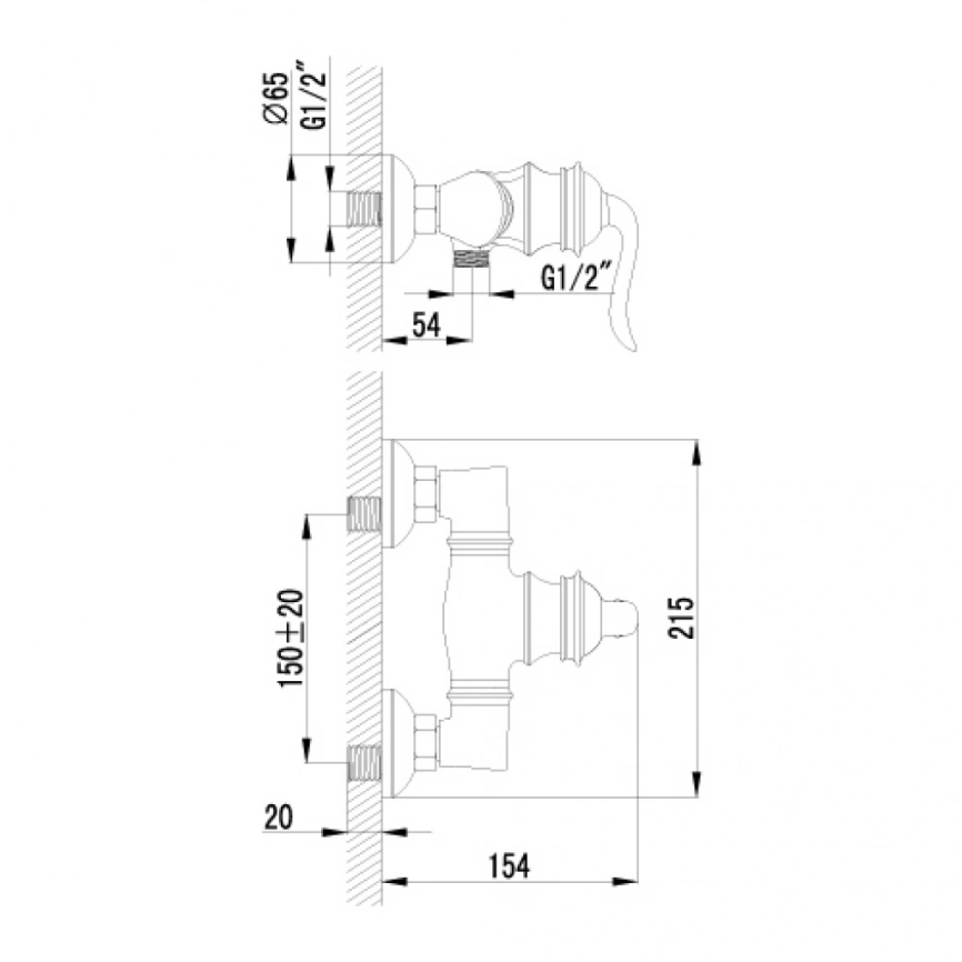 Смеситель для душа Lemark Brava LM4703G, золото - схема