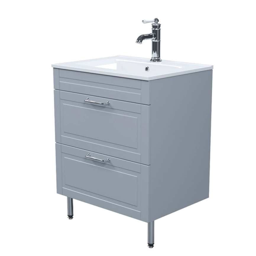 Тумба с раковиной напольная Iddis Oxford 60 OXF60L0i95K серая светлая