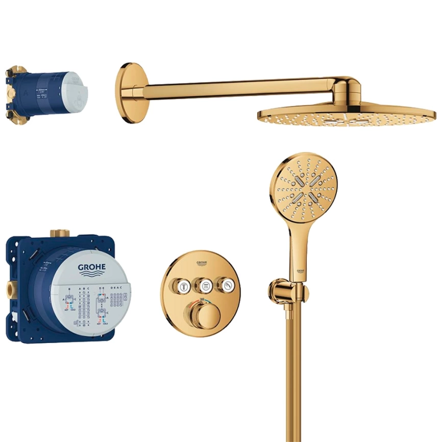 Душевой комплект Grohe Grohtherm SmartControl 34863GL0 золото с термостатом - фото 1