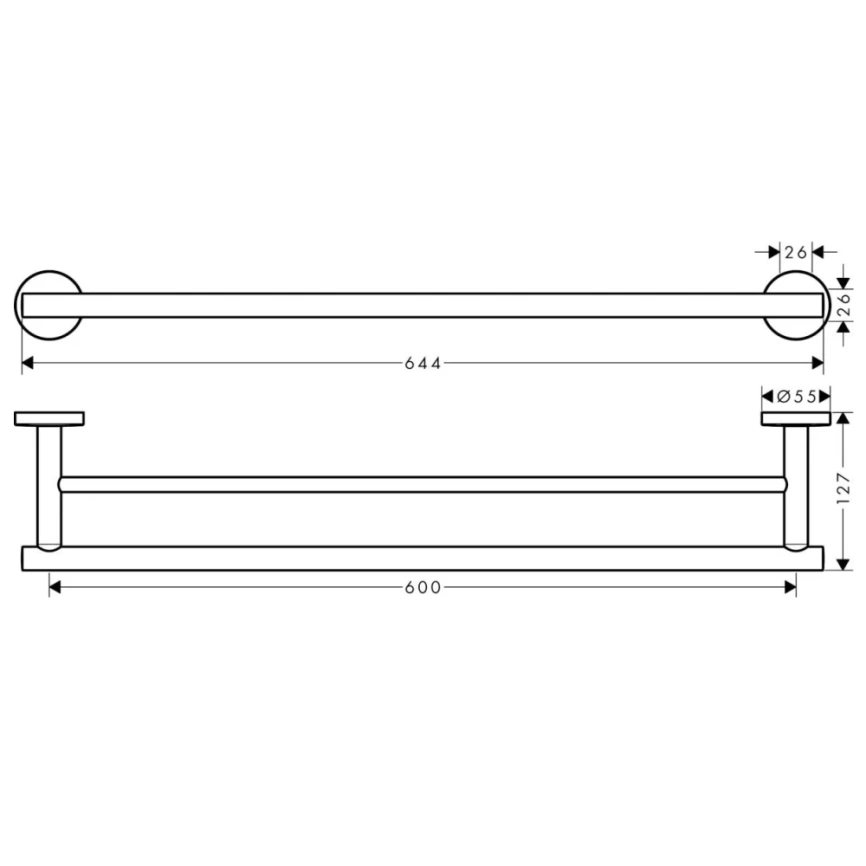 Полотенцедержатель Hansgrohe Logis Universal 41712000, хром - схема