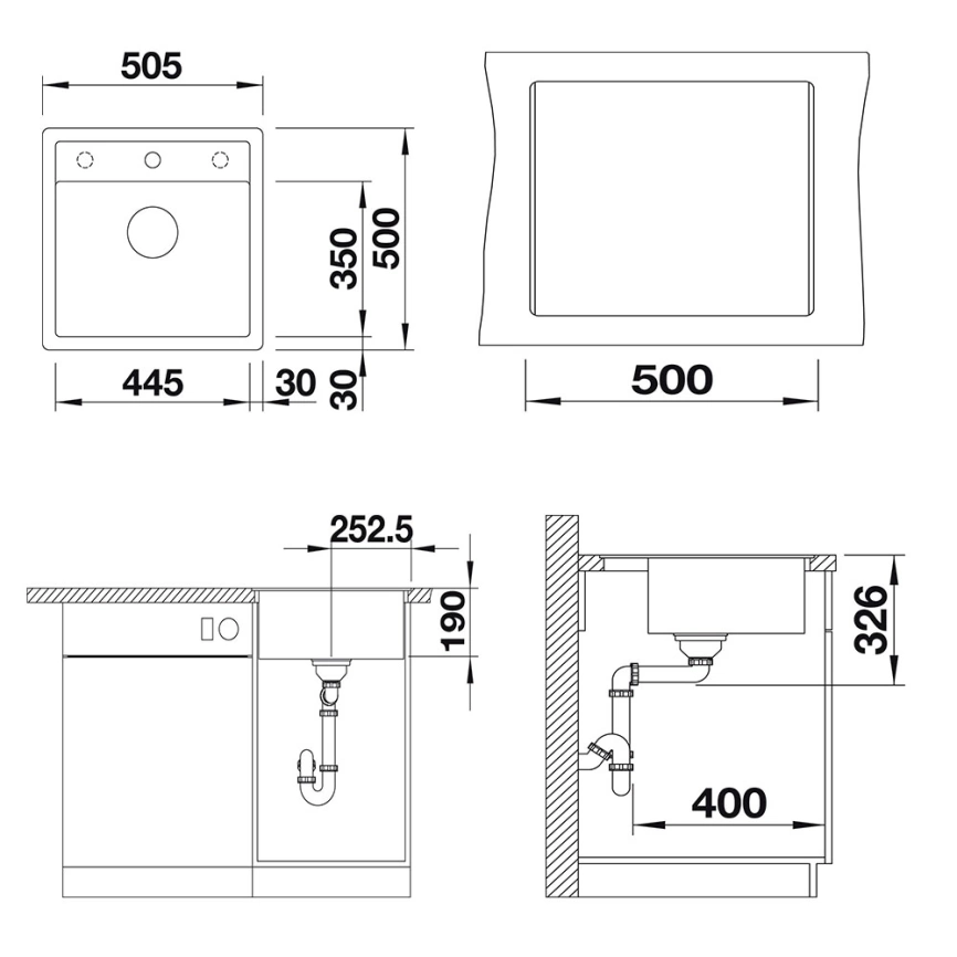 Мойка кухонная Blanco Dalago 5-F, 518532 белый - схема
