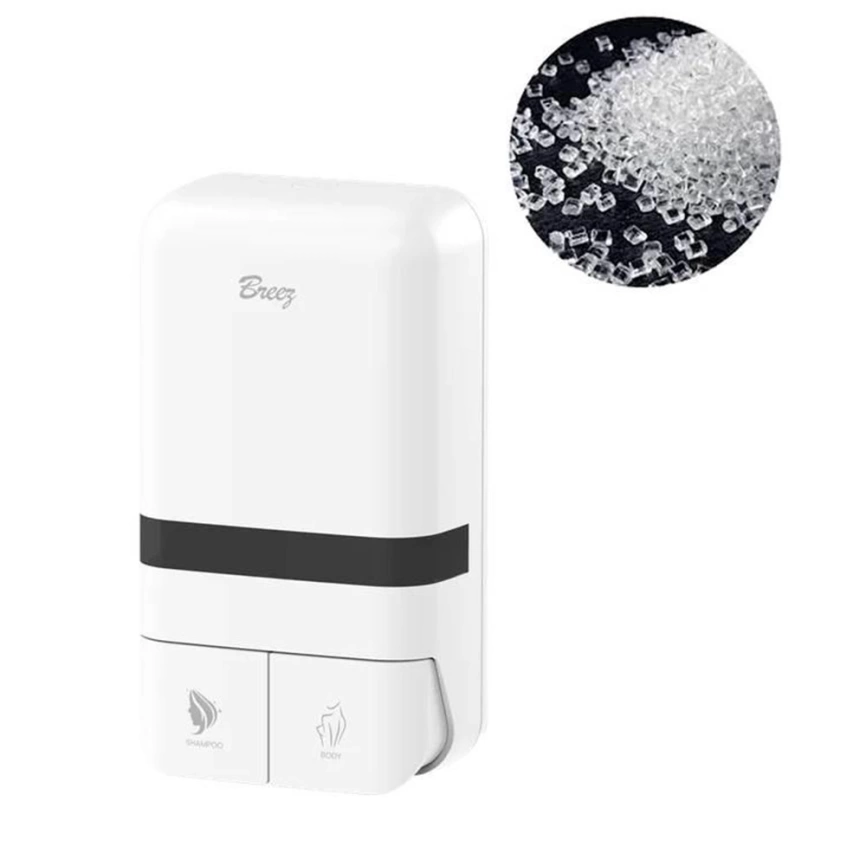 Диспенсер для жидкого мыла и шампуня Breez Elegance S-8186 двойной белый - фото 4
