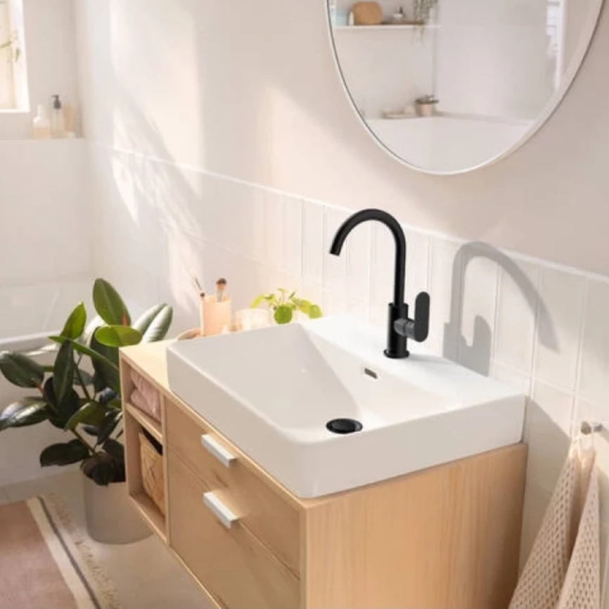 Смеситель для раковины Hansgrohe Rebris S 72536670, черный - фото 2