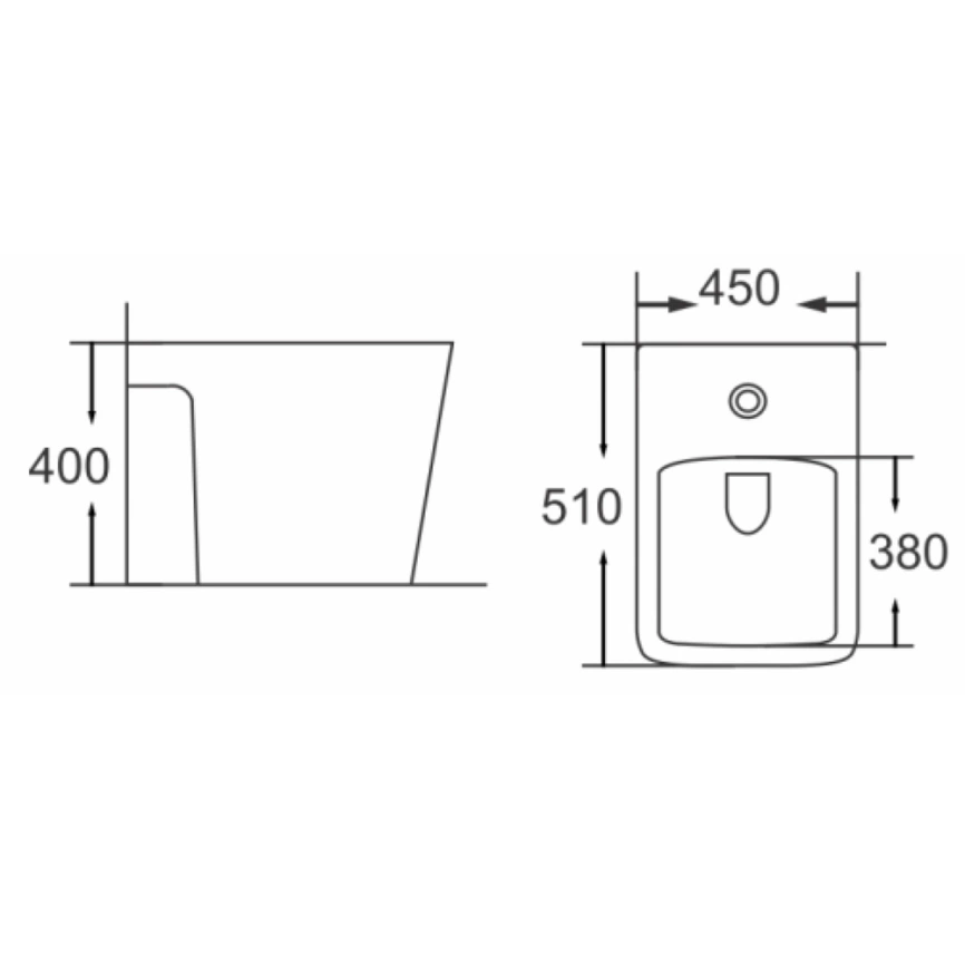 Биде напольное Santop ST-067, белое - схема