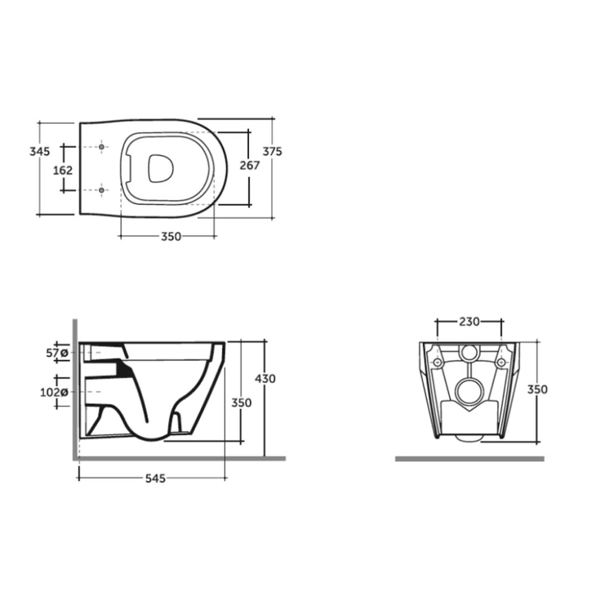 Унитаз подвесной Керамин Бари R Slim с сиденьем - схема