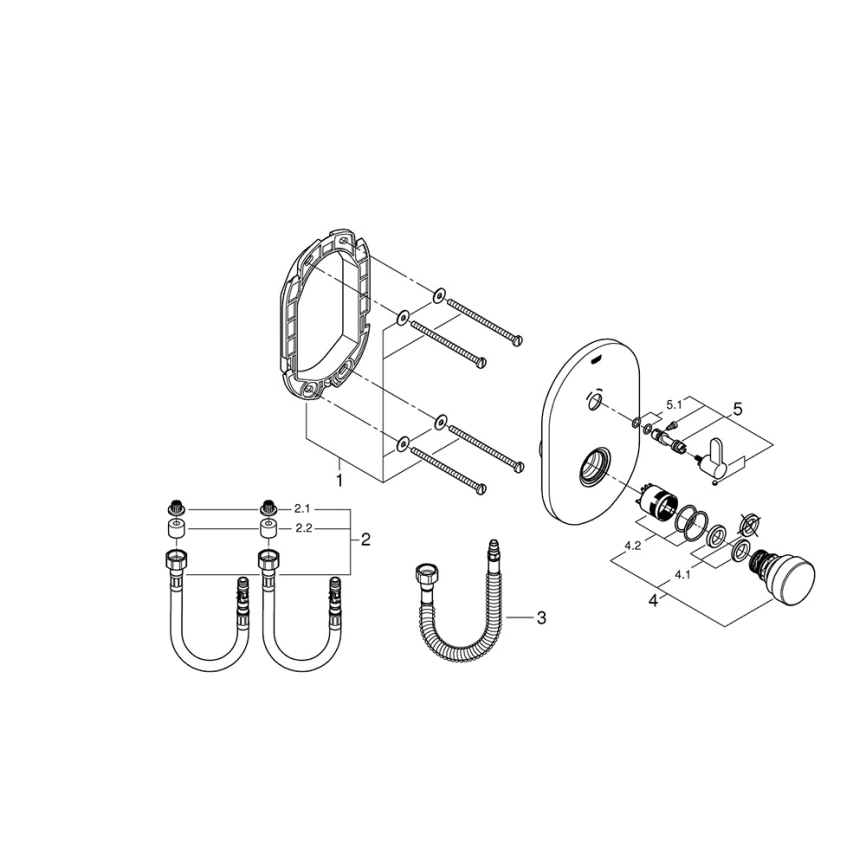 Смеситель для душа порционный Grohe Eurosmart Cosmopolitan T 36321000, встраиваемый - схема 1