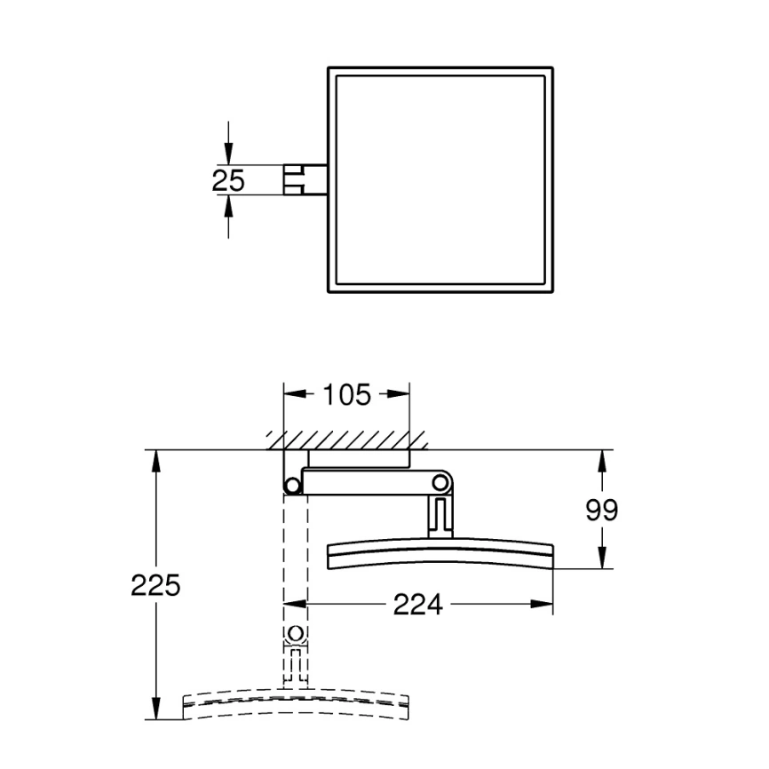 Косметическое зеркало Grohe Selection Cube 40808000 хром - схема