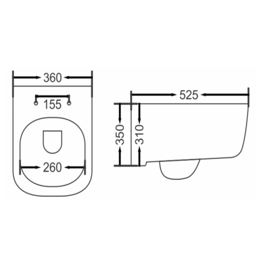 Комплект инсталляции Grohe Rapid SL 38772001 c кнопкой хром и подвесным унитазом Gromix GM-0232 с сиденьем - схема унитаза