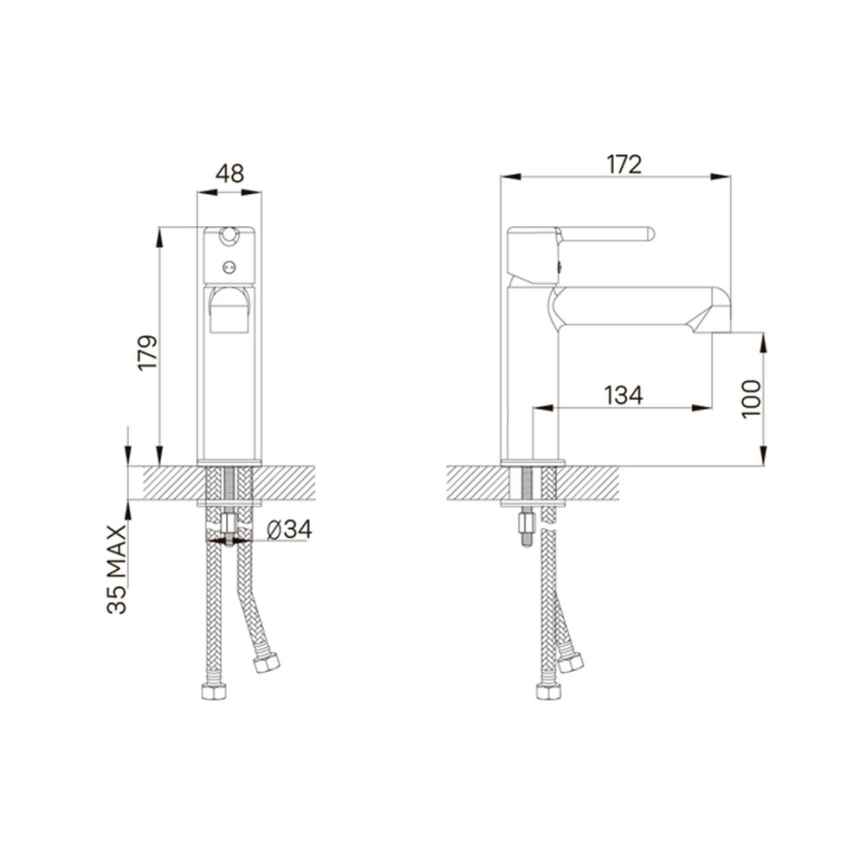 Смеситель для раковины Iddis Aiger AIGBC00i01, хром - схема