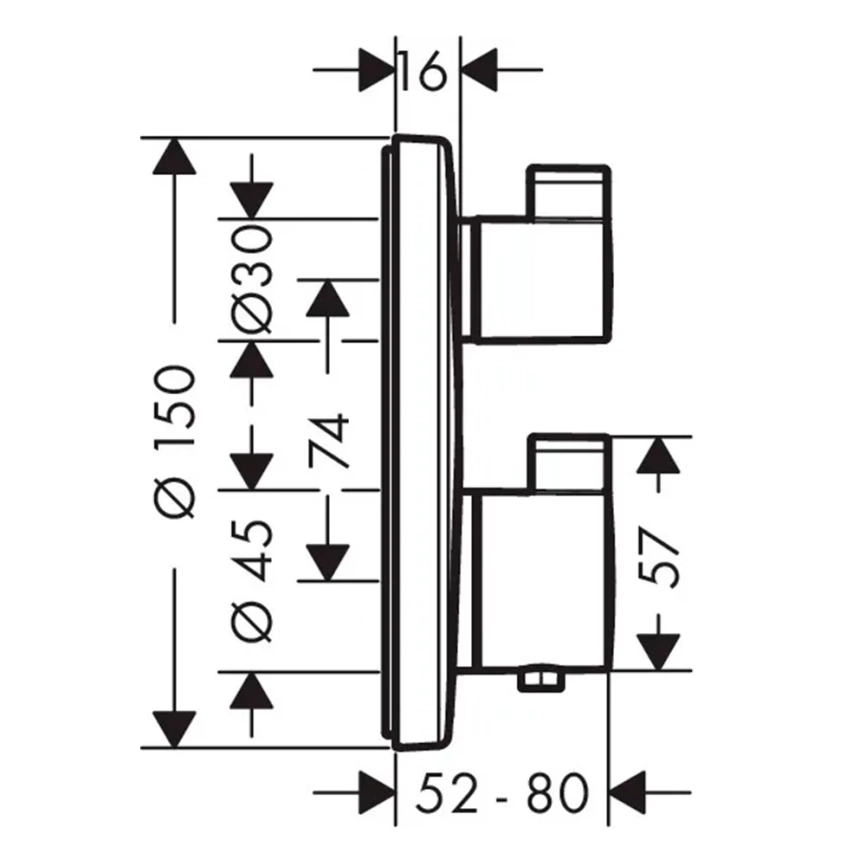 Смеситель для душа Hansgrohe Ecostat S 15758670 с термостатом черный - схема