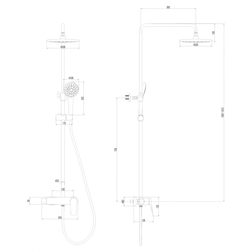 Душевая стойка Lemark Bronx LM3760BL, черная - схема
