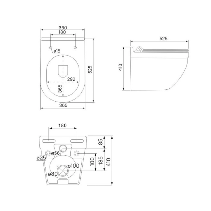 Комплект инсталляции Grohe Rapid SL 38772001 c кнопкой хром и подвесным унитазом Iddis Cloud CLORDSEi25 с сиденьем - схема унитаз
