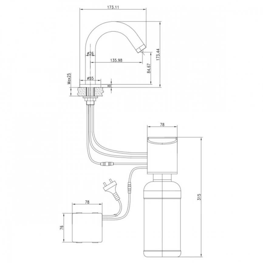 Диспенсер для жидкого мыла сенсорный Lemark Project LM4644CE хром - схема