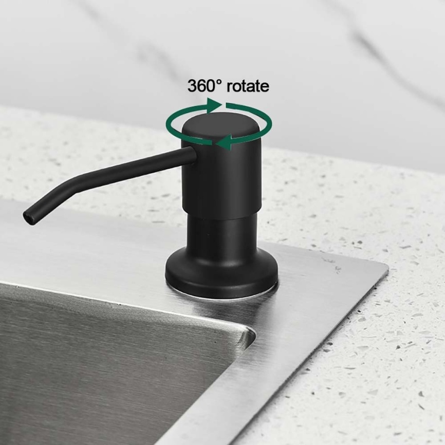 Врезной дозатор жидкого мыла для кухонной мойки GM350B, черный - фото 2