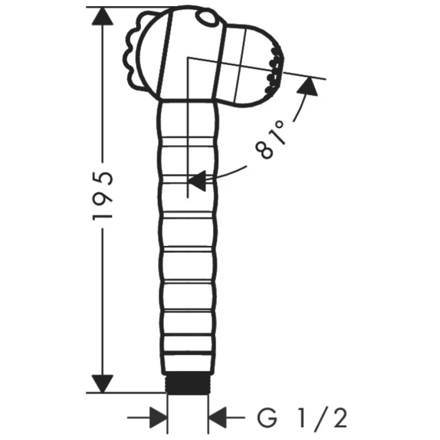 Душевая лейка Hansgrohe Jocolino Crocodile, 28788570 детская, зеленая - схема