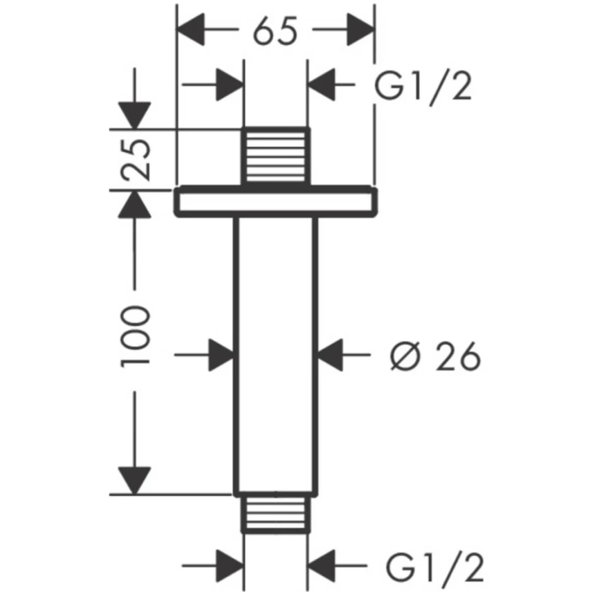 Кронштейн для верхнего душа потолочный Hansgrohe Vernis Shape 26406670, черный - схема