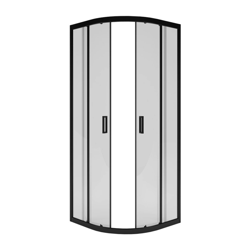 Душевой уголок 80x80 Метакам Classic Black N полукруглый с низким поддоном, прозрачное стекло - фото 2