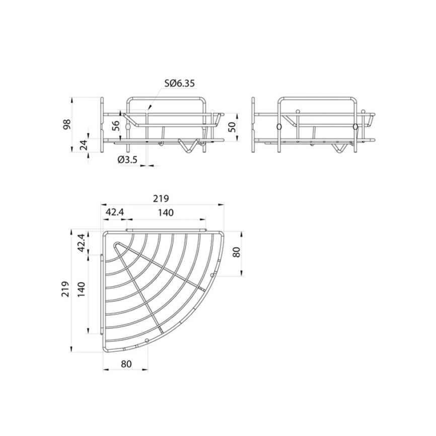 Полка для ванной угловая Milardo Grid GRICC1CM44 хром - схема
