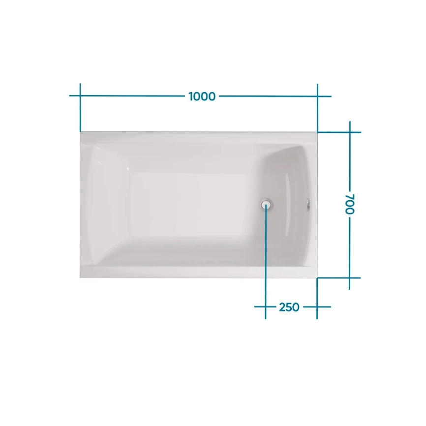 Ванна акриловая Marka One Modern 100x70 с каркасом - схема
