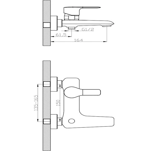 Смеситель для ванны Rossinka V35-31 - схема